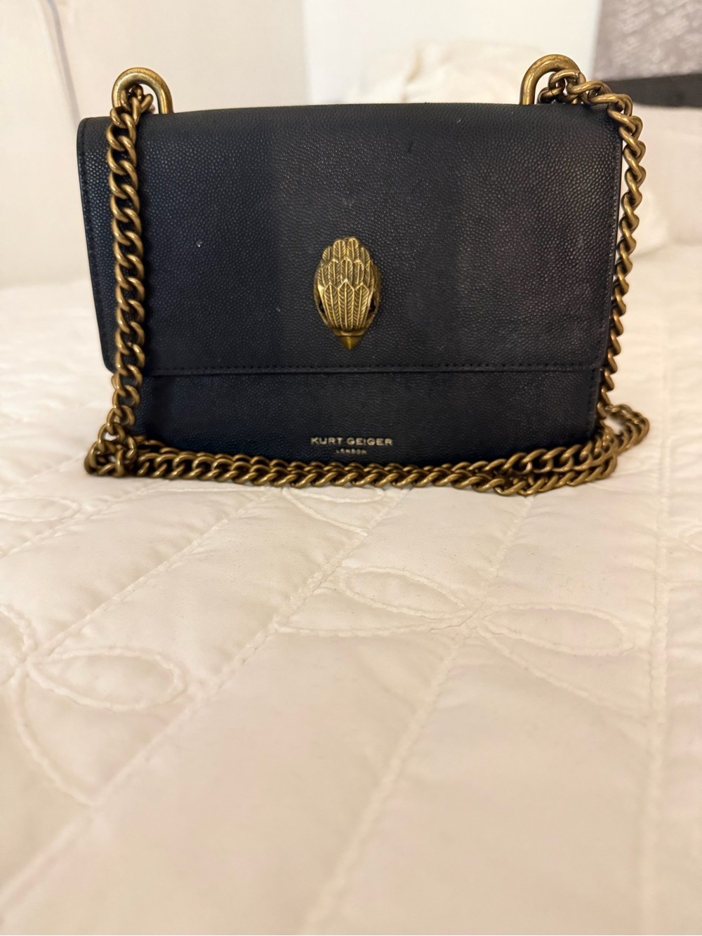 Kurt Geiger Black Crossbody Bag with Gold Chain